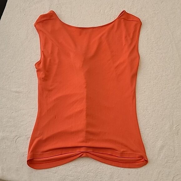Lafayette 148 New York Silk Orange Salmon Ruched Sleeveless Tank Top Small Ruffl - Picture 6 of 7